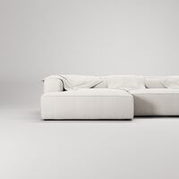 Grand 5-Sitssoffa schäslong Vänster Bouclétyg Steam White