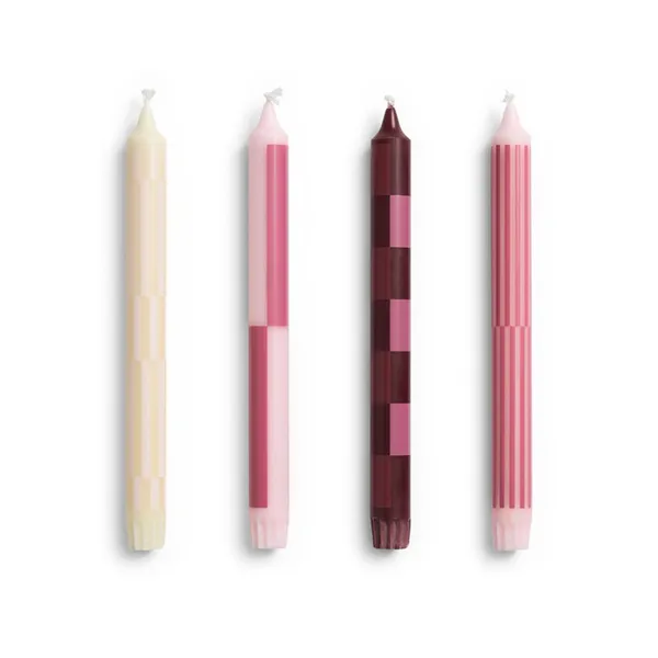 Pattern Ljus 4-pack Rosa / Bordeaux