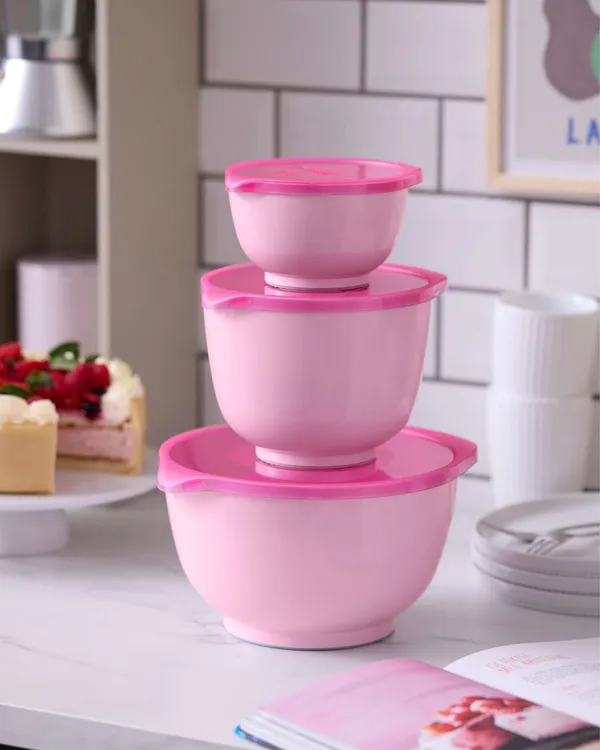 Rosa bandet skål 3-pack