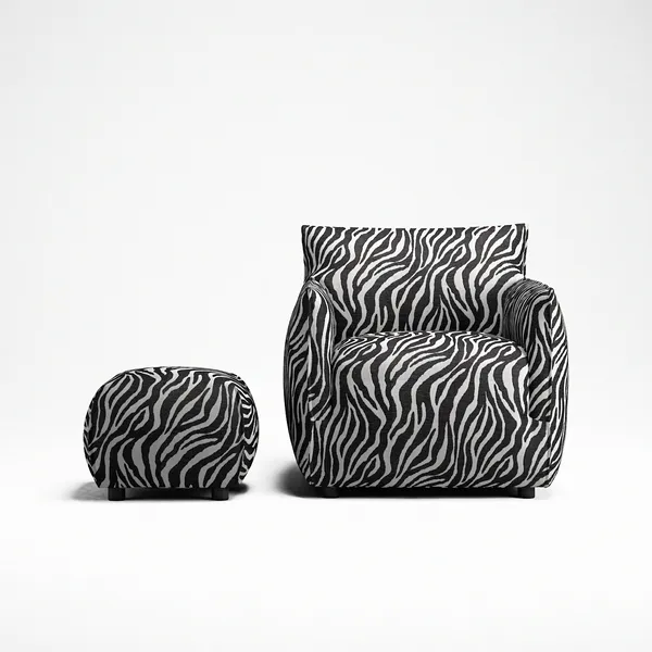 Le Petite Puff Zebra Sort / Hvit