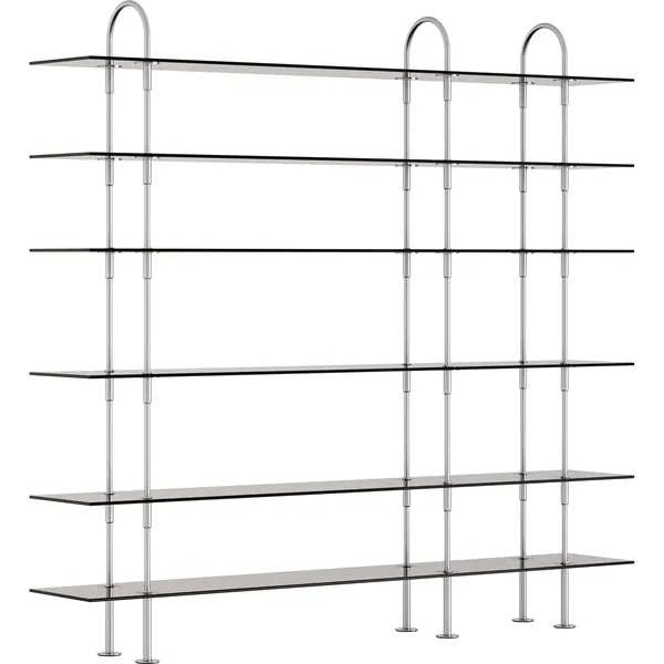 Keen Hyldesystem Med 6 Hylder 208 cm Satinpoleret Rustfrit stål / Tonet Glas