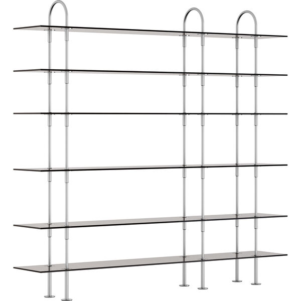 Keen Hyldesystem Med 6 Hylder 208 cm Satinpoleret Rustfrit stål / Tonet Glas