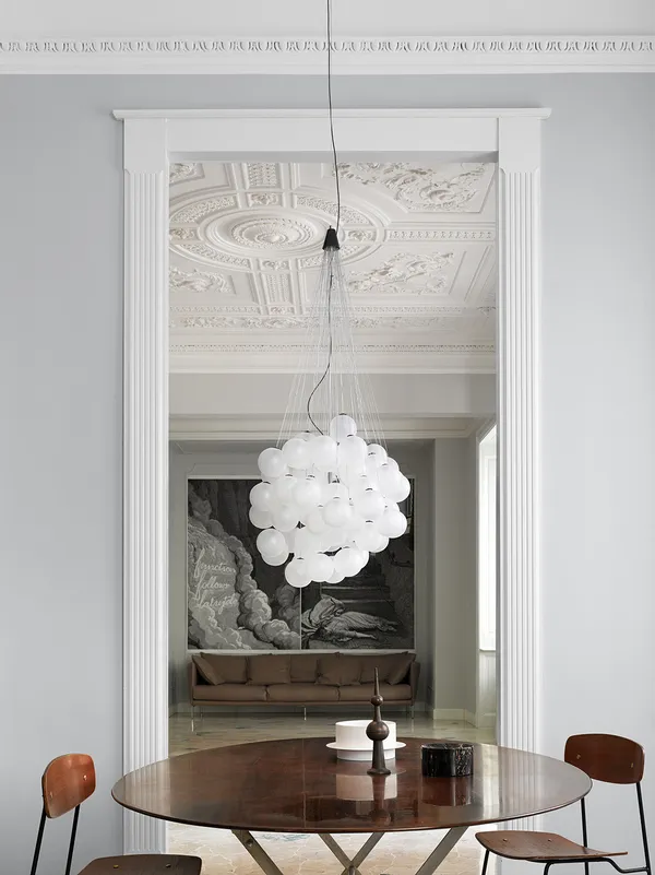 Stochastic Taklampa 48 Aluminium/Opal Vit