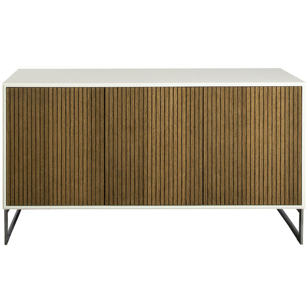 Line Burned Walnut Sideboard 3 Doors White/Chrome