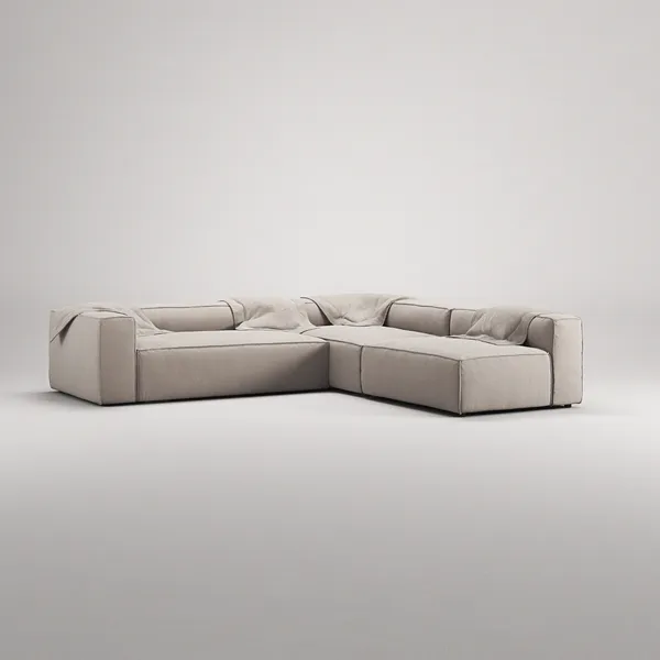 Grand 4-Seter Sofa Divan Høyre med Lenestol Sandshell Beige