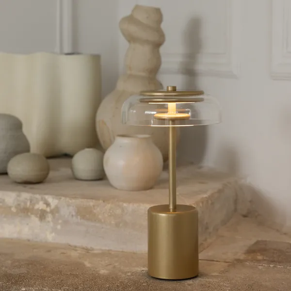 Blossi Mini Bordlampe Bærbar Nordic Gold / Klar