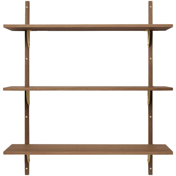 Sector Tripple Wide Hylle 87x102 cm Messing/Røkt Eik