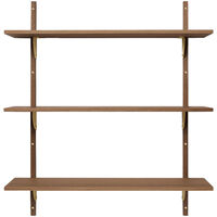 Sector Tripple Wide Hylle 87x102 cm Messing/Røkt Eik