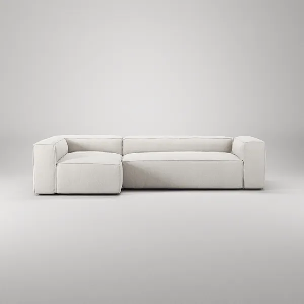 Grand 4-Sitssoffa Divan Vänster Bouclétyg Steam White