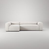 Grand 4-Sitssoffa Divan Vänster Bouclétyg Steam White