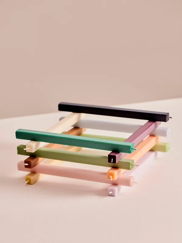 Square Stearinlys 4-pak Pastel
