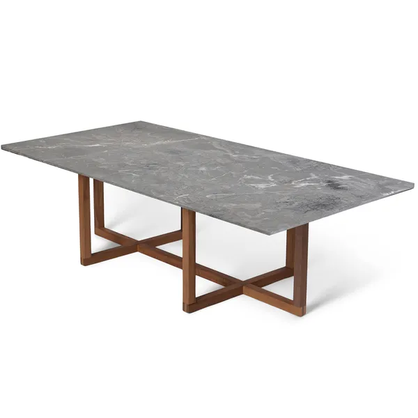 Ninety 120x60 Smoked Oak frame H40 Marble White Sofabord Gråt