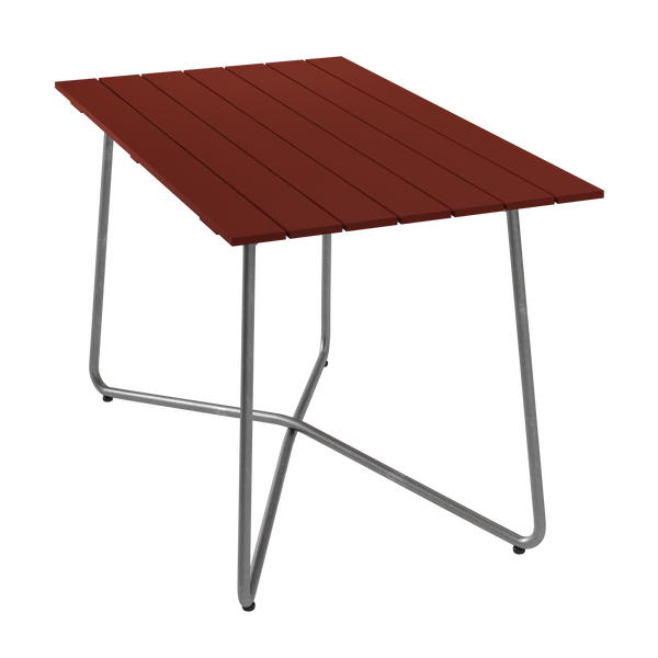 B25A Bord 70x120 cm Mørkerødt / Varmgalvaniseret Stål