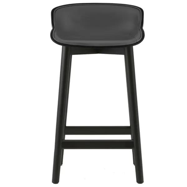 Hyg Barstol 65 cm Polstret Front Svart Skinn / Svart Eik