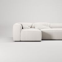 Grand 4-Sitssoffa Divan Vänster Med Fåtölj Bouclétyg Steam White