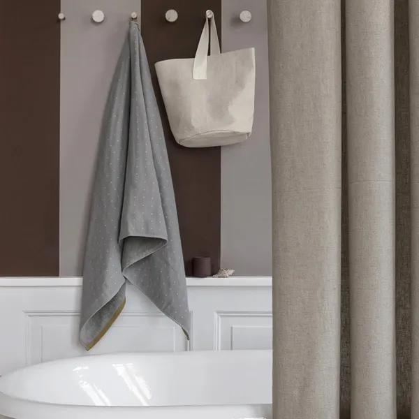 Chambray Duschdraperi 160x205 cm Sand