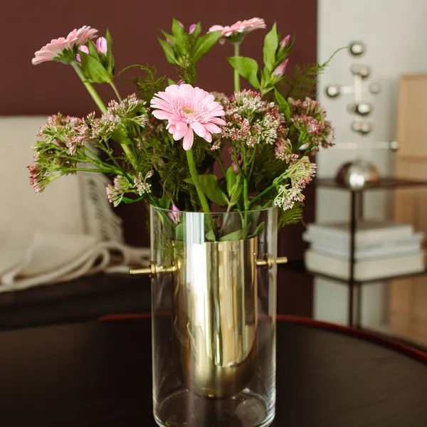 Alba Vase Mundblæst Glas / Messing Cylinder