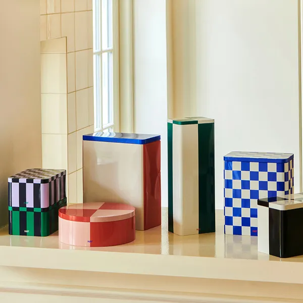 Tin Container Large Blue / Off-white