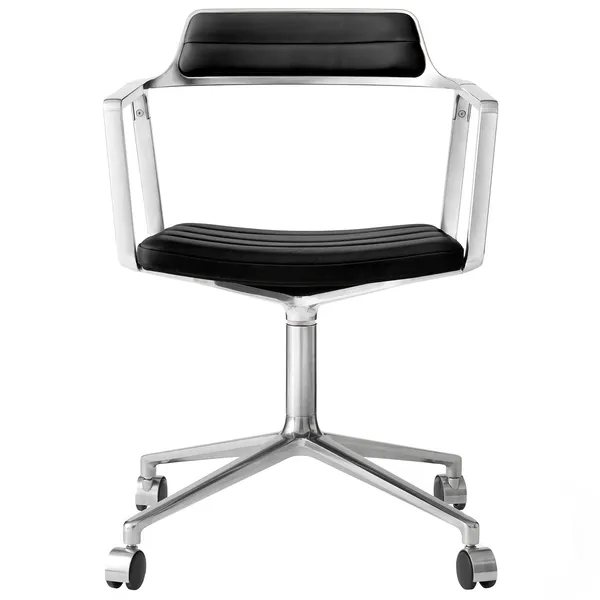 452 Svingstol med Hjul Polert Aluminium / Sort Skinn