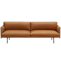 Outline Sofa 3-Pers Sort Aluminium / Refine Leather Cognac