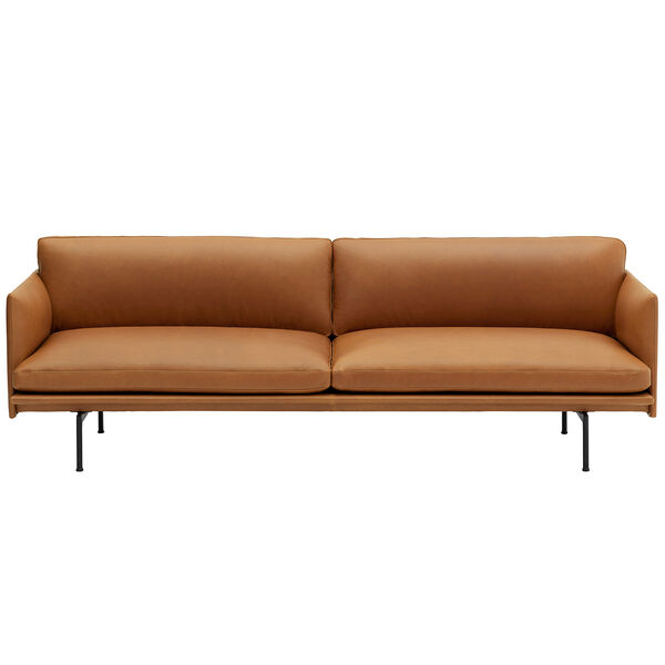 Outline Sohva 3-paikkainen Musta Alumiini / Refine Leather Cognac