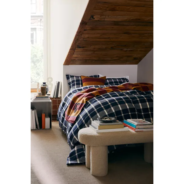 Flannel Check Tyynynpäällinen Marine 50x60 cm
