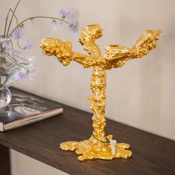 Drip Lysestage 4 Arme Guld
