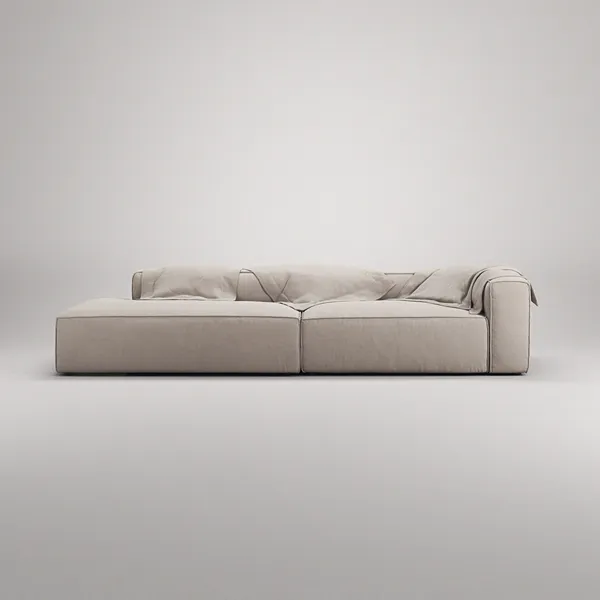 Grand 3-Sitssoffa öppet avslut Vänster Minetyg Sandshell Beige