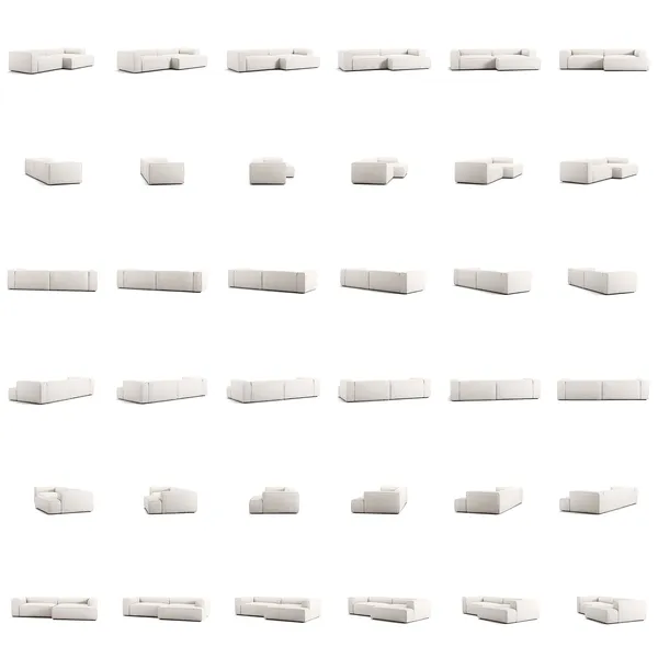 Grand Kolmipaikkainen Sohva leposohva Oikea Steam White