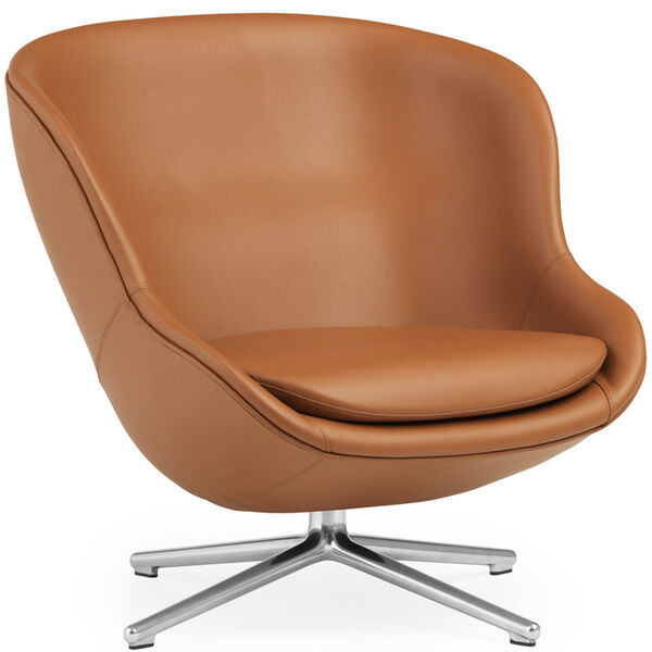 Hyg Lenestol Lav med Dreiefot Brandy Skinn / Aluminium