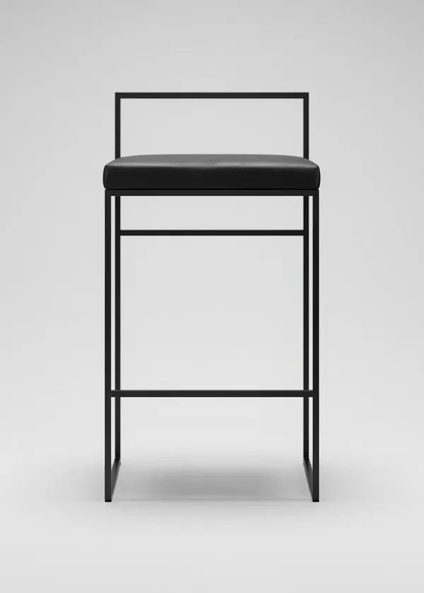 Barstol med Rygstøtte 80 cm Sort / Sort Læder