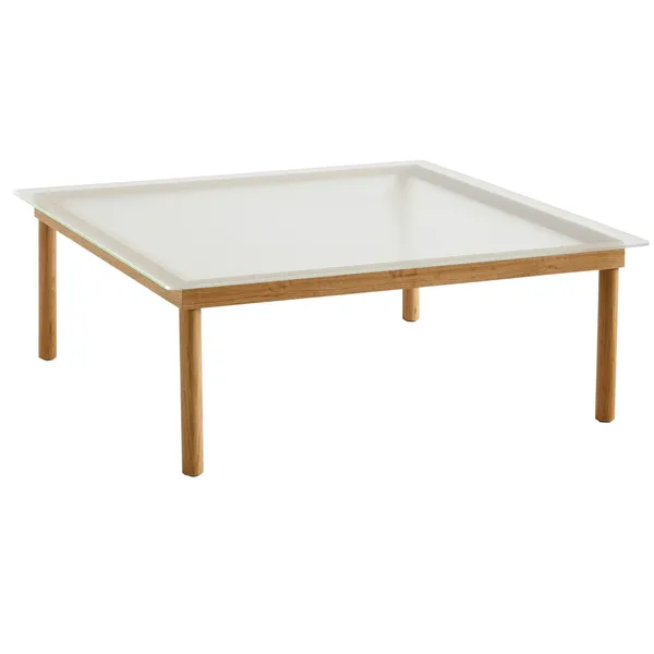 Kofi Soffbord 100x100 cm Vattenbaserad Lackad Ek / Räfflat Glas