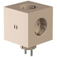 Square 2 Socket Extender With USB-C / Magnet Beige