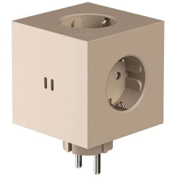 Square 2 Socket Extender With USB-C / Magnet Beige