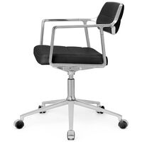 453+ Svingstol Med Hjul Polert Aluminium / Black Leather