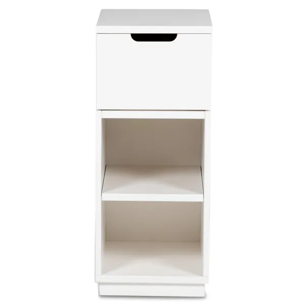 Aoko Bedside Table High 1 Drawer White Nattbord Hvit 1 Skuffer