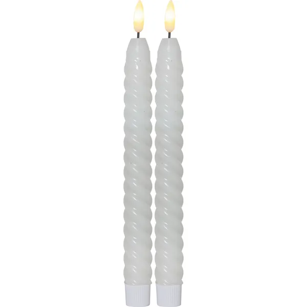 Flamme Swirl LED Antiklys 25 cm 2-pak Gråt