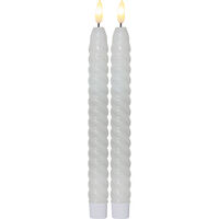 Flamme Swirl LED Antiklys 25 cm 2-pak Gråt