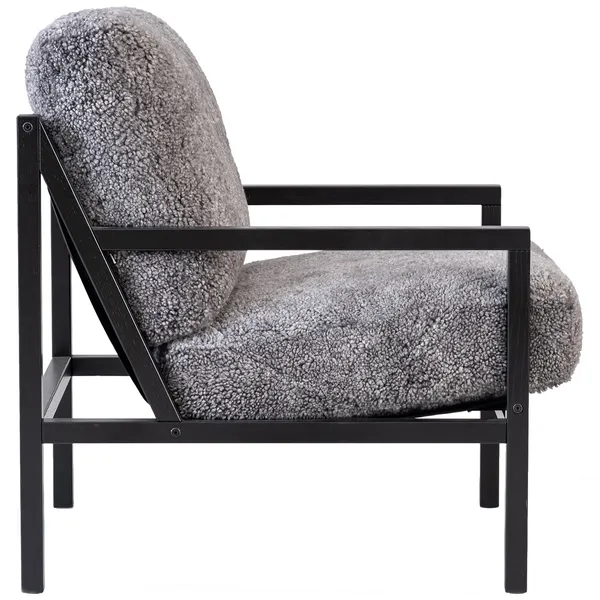 Seventy Five Wood Nojatuoli Musta Tammi / Lampaannahka Scandinavian Grey