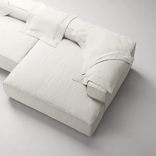 Grand 5-Sitssoffa schäslong Höger Bouclétyg Steam White