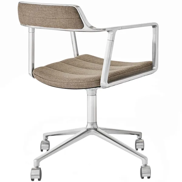 452 Snurrstol Med Hjul Mörk Sand / Polerad Aluminium