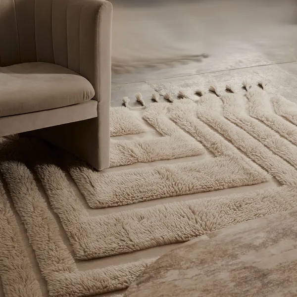 Kask Uldgulvtæppe 250x350 cm Beige