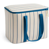 Outdoor Market Cooler Bag Medium Beige With Blue Stripe