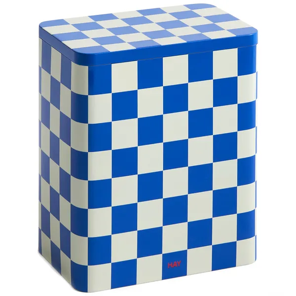 Tin Container Large Blue / Off-white