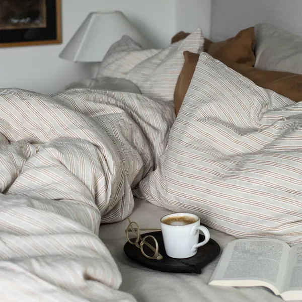 Linen Pudebetræk 50x50 cm Hazelnut Stripe