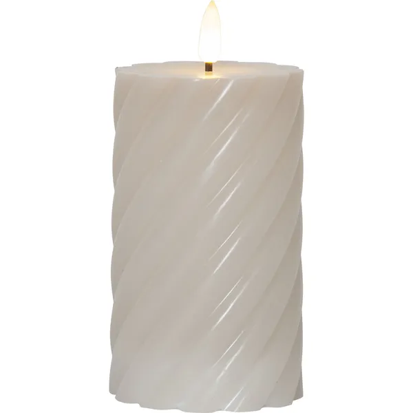 Flamme Swirl LED Bloklys 15 cm Beige