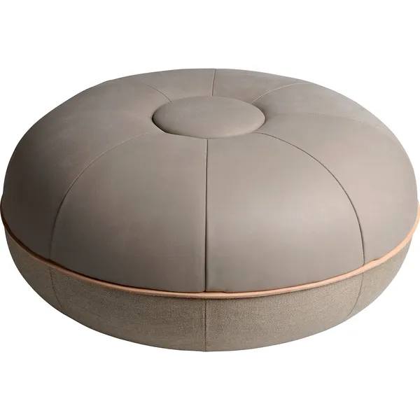 Pouf Puf Small Overdel Læder / Lysegrå