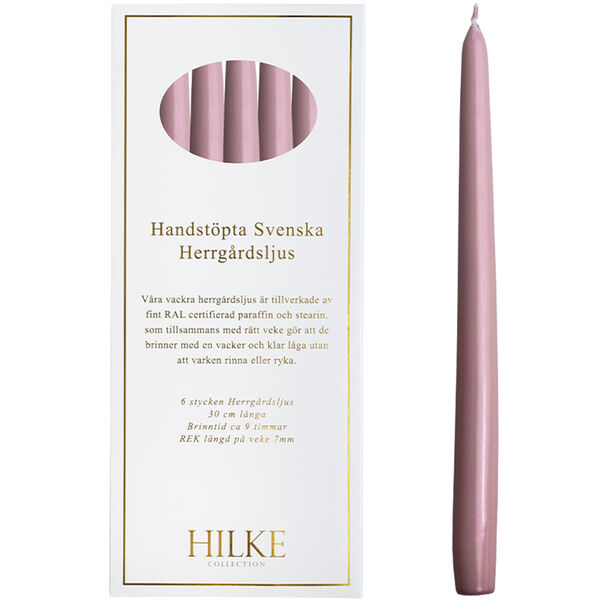 Stearinlys 30 cm 6-pk Metallic Pink