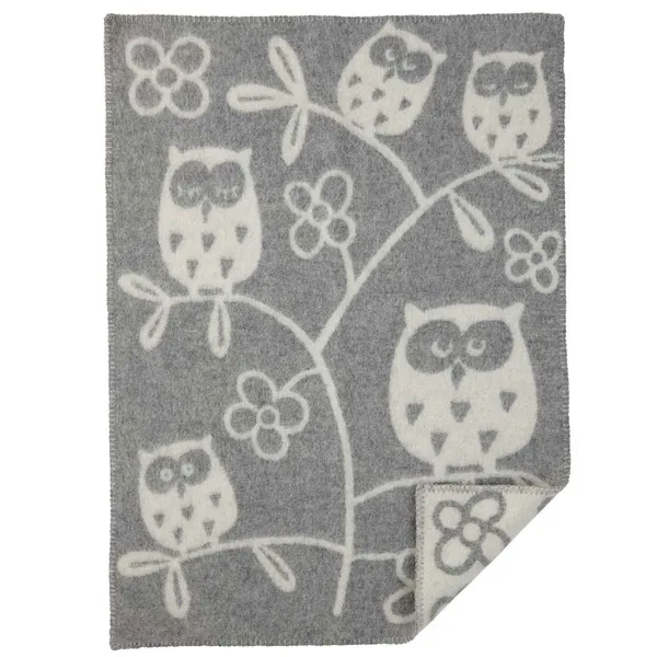 Tree Owl Uldtæppe Lysegråt/Hvidt