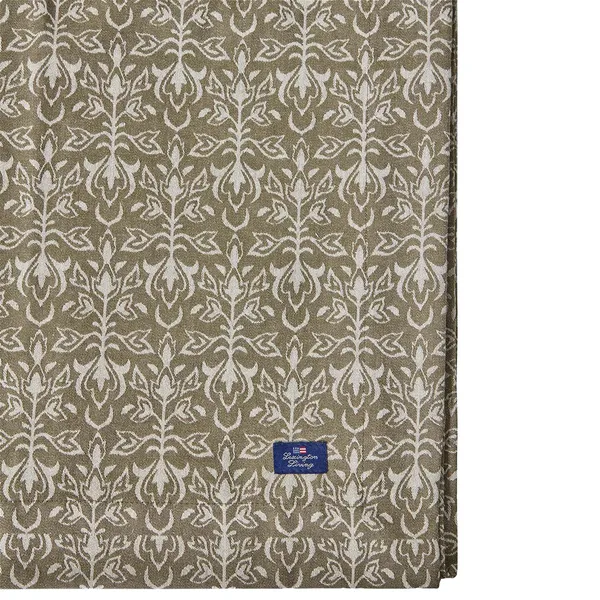 Ornament Jacquard Duk 150x350 cm Beige / Mørk olivengrønn